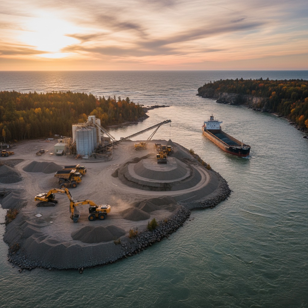 River flowing past a disturbed landscape with exposed gravel banks