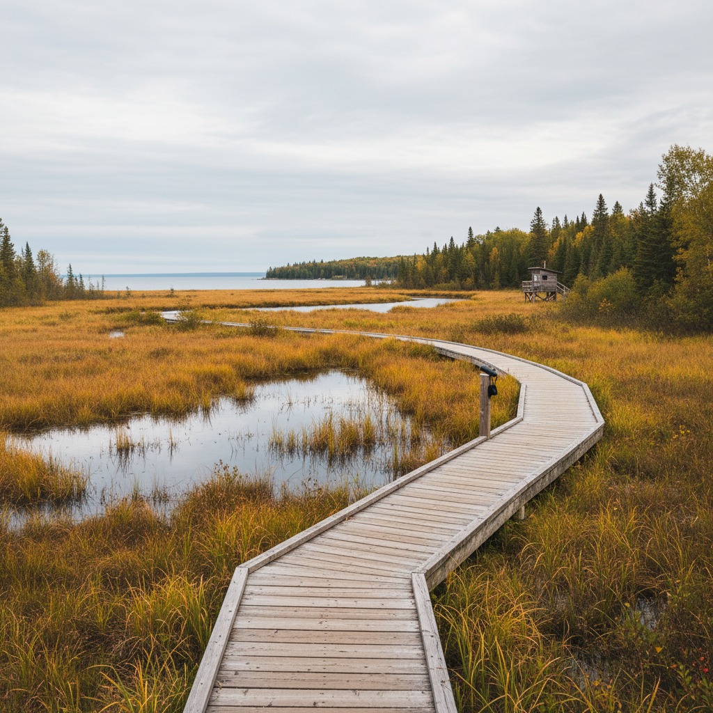 Protected wetland area adjacent to residential properties