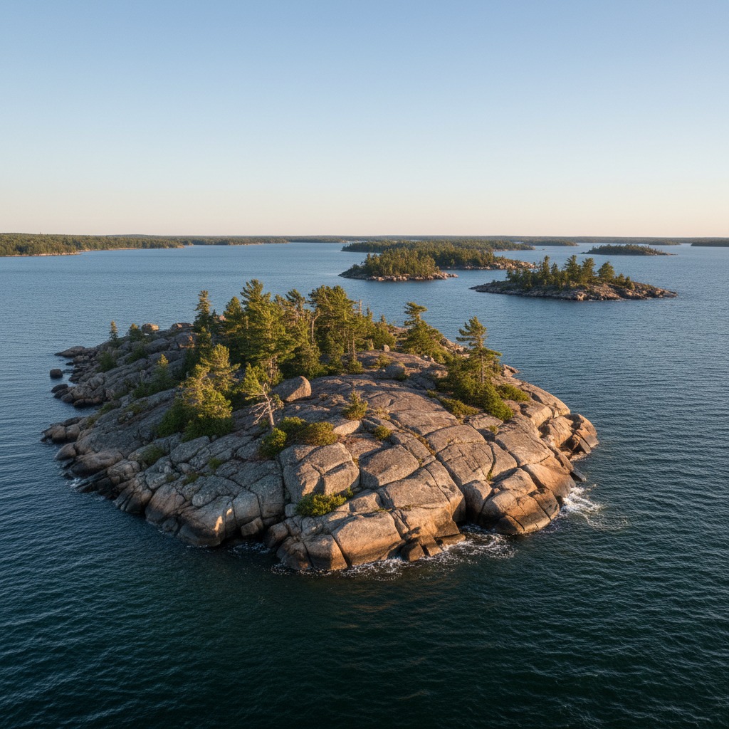 Rocky windswept island in the Thirty Thousand Islands region of Georgian Bay