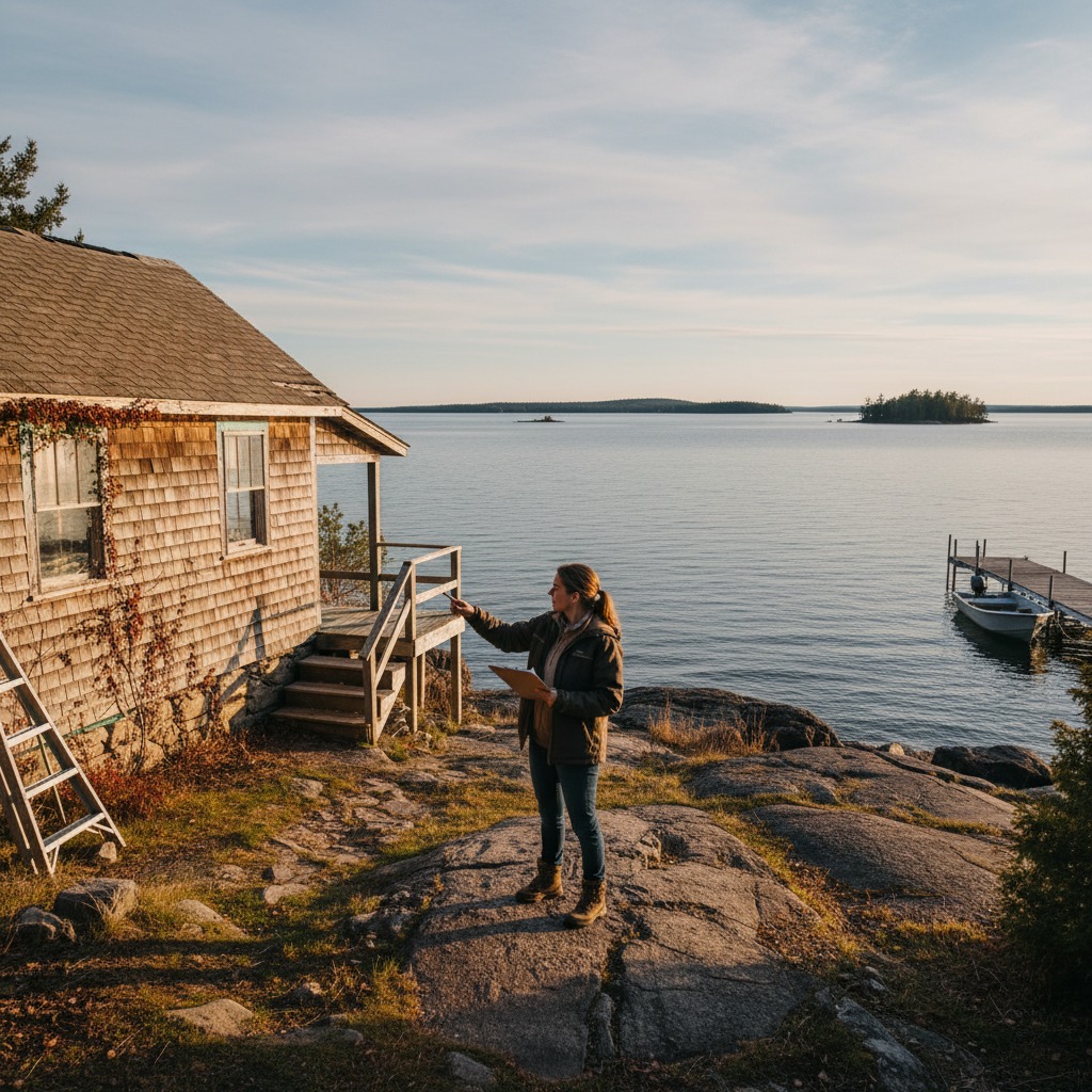 Home inspector examining the exterior of a residential property