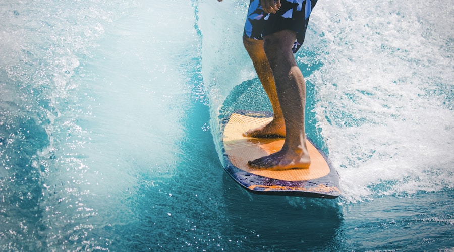 People swimming in a lake with forested shoreline and afternoon sunlight